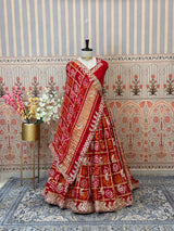 KcPc Gaji Silk Bandhani Style Lehenga with Traditional Gota Patti Work for Festive Wear