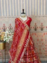 KcPc Gaji Silk Bandhani Style Lehenga with Traditional Gota Patti Work for Festive Wear