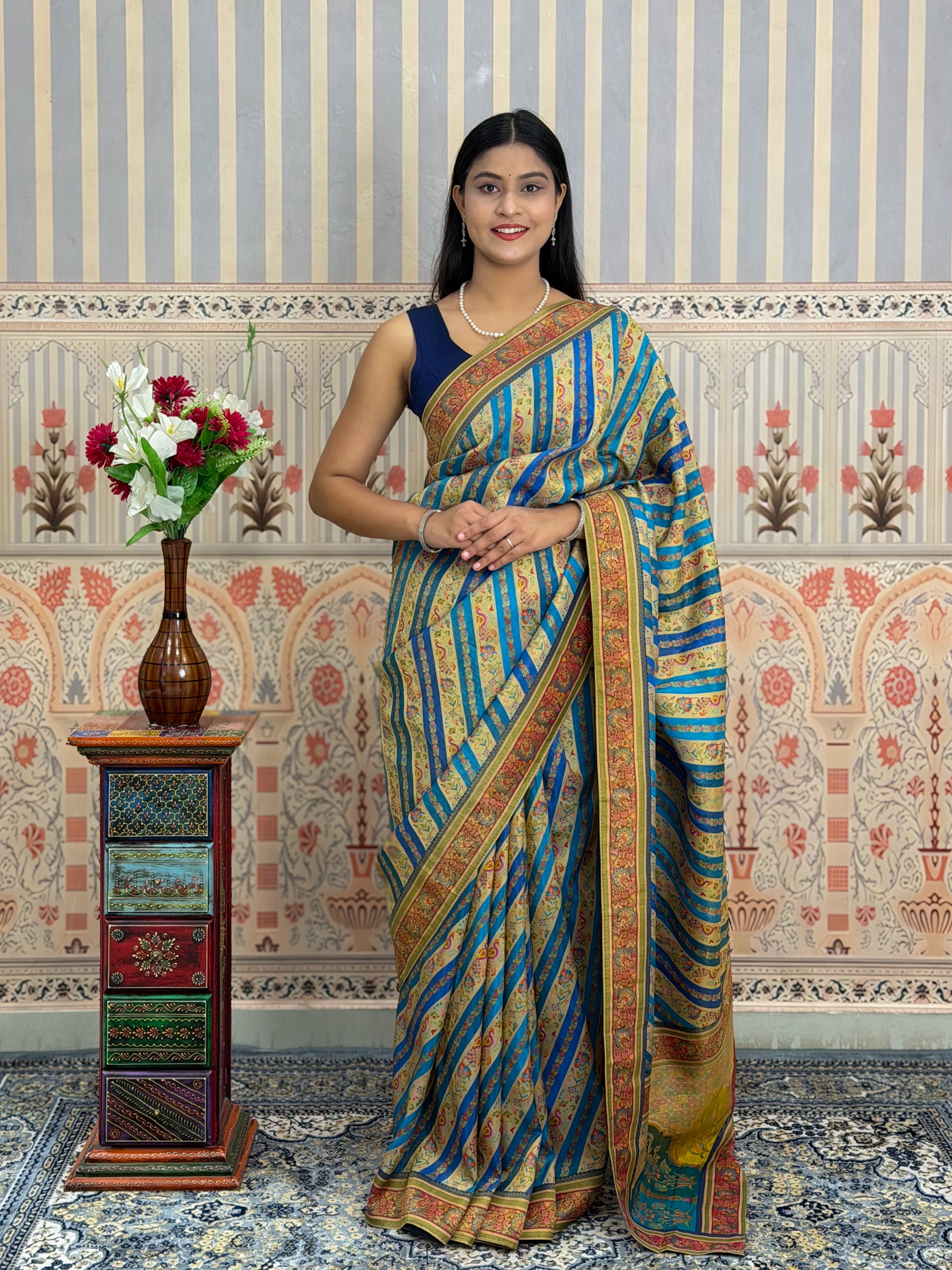 Buy Tussar Silk Saree With Festive Wear Kcpc
