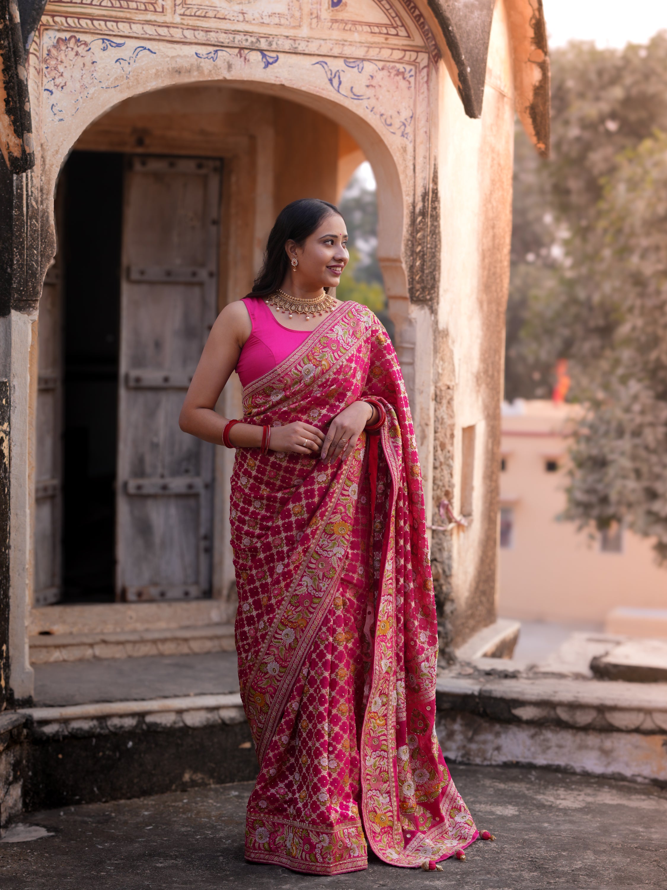 Buy New Minakari weaving Cut danaWork saree KcPc