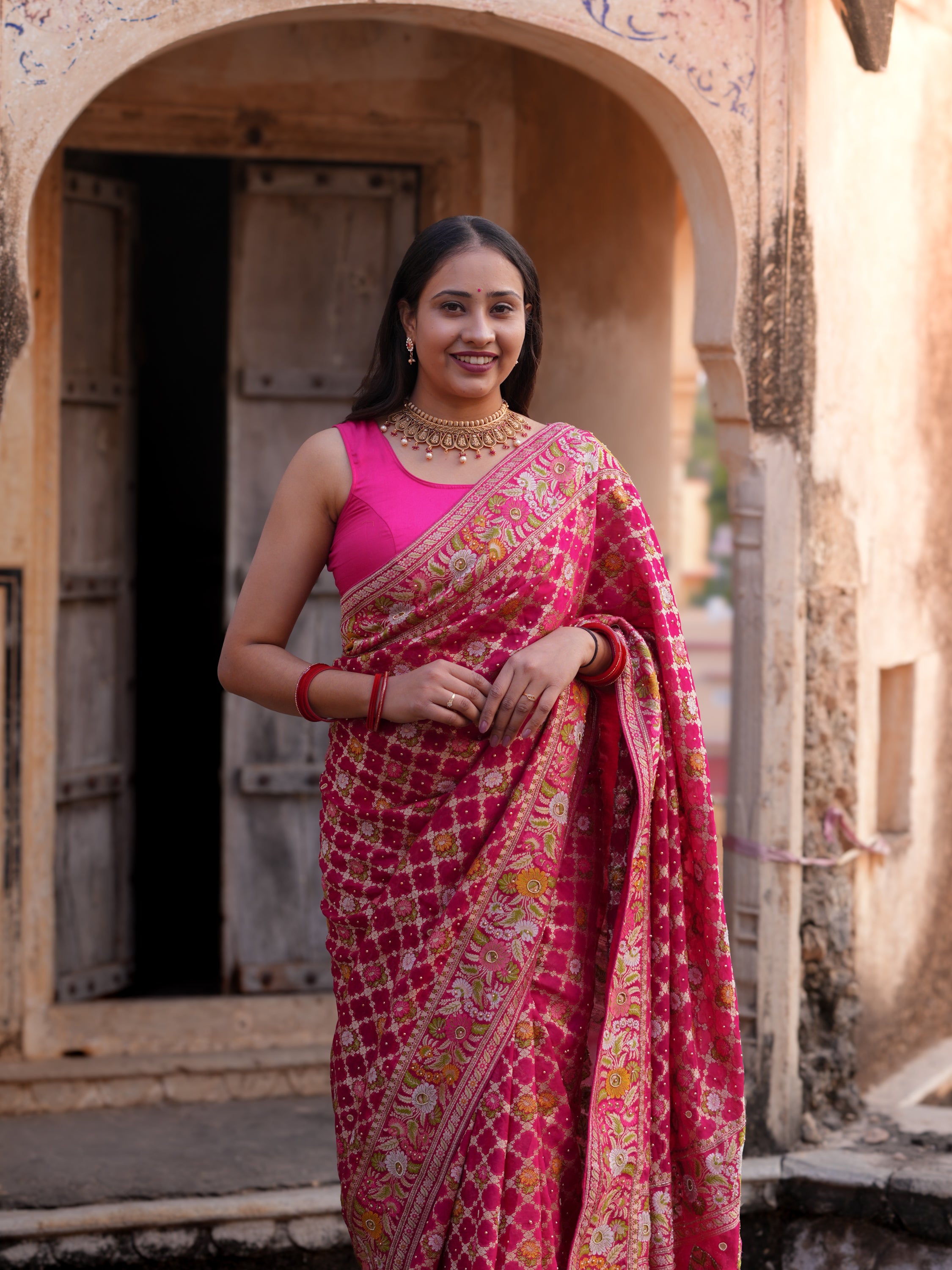 Buy New Minakari weaving Cut danaWork saree KcPc