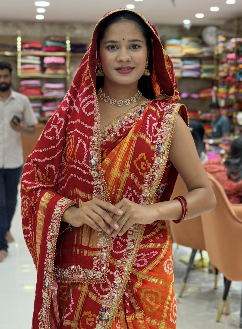 KcPc NewBeautiful Gharchola Style Saree with Premium Zardoji Handwork FinishRS