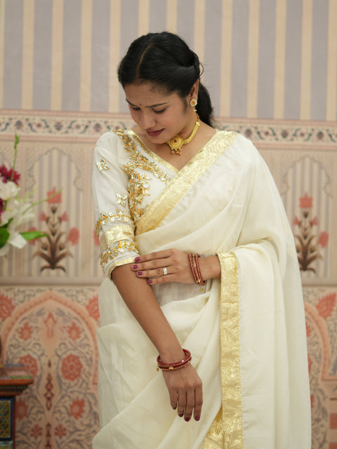 KcPc Traditional Wear Crepe Silk Saree with Gota Patti Work   PDM