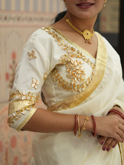 KcPc Traditional Wear Crepe Silk Saree with Gota Patti Work   PDM