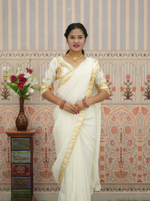 KcPc Traditional Wear Crepe Silk Saree with Gota Patti Work   PDM