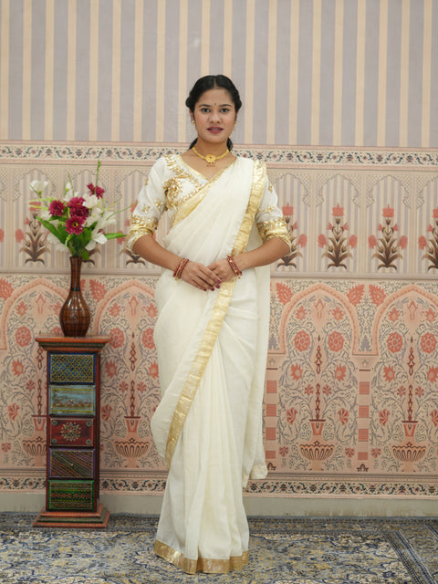 KcPc Traditional Wear Crepe Silk Saree with Gota Patti Work   PDM