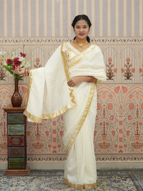 KcPc Traditional Wear Crepe Silk Saree with Gota Patti Work   PDM