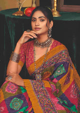 KcPcElegant Pashmina Silk Saree with Beautiful Pashmina Style Foil Print