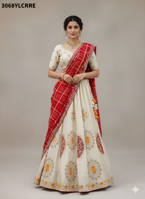 KcPc New Tissue Silk Jaipuri Lehenga with Gota Patti Hand Work  RTK
