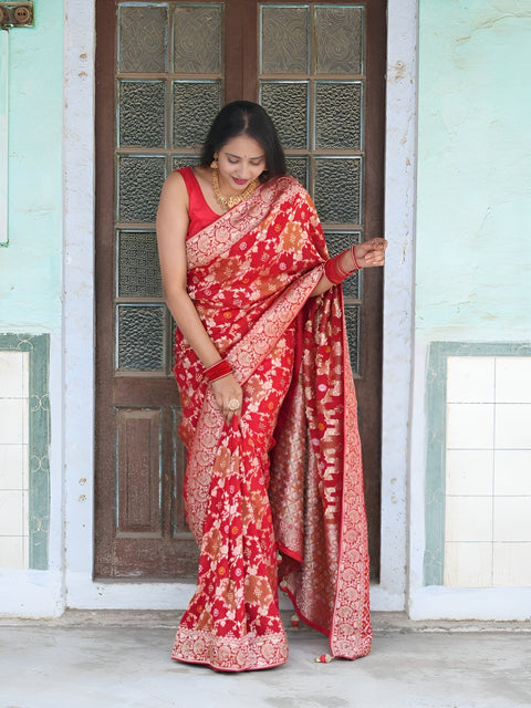 KcPc New Georgatte Banarasi Style With Cutdana Work Saree MOH