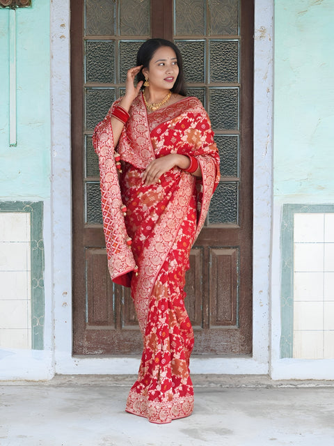 KcPc New Georgatte Banarasi Style With Cutdana Work Saree MOH