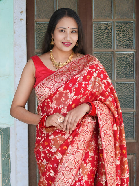 KcPc New Georgatte Banarasi Style With Cutdana Work Saree MOH