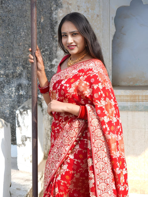 KcPc New Georgatte Banarasi Style With Cutdana Work Saree MOH
