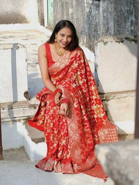 KcPc New Georgatte Banarasi Style With Cutdana Work Saree MOH