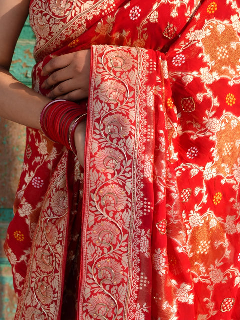 KcPc New Georgatte Banarasi Style With Cutdana Work Saree MOH