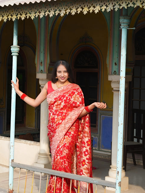 KcPc New Georgatte Banarasi Style With Cutdana Work Saree MOH