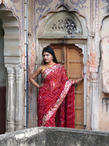 KcPc NewTraditional Georgette Bandhani Style Saree with Gota Patti EmbellishmentAMT