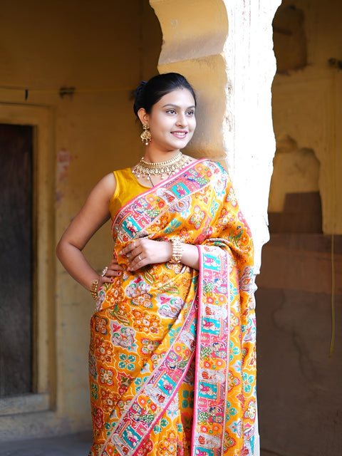 KcPc Traditional Elegance Meenakari Style Katan Silk Saree with Handcrafted Zardosi Work RB