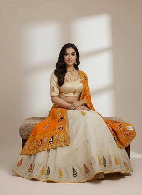 KcPc New Wedding Wear Tissue Silk Designer Lehenga with Gotapatti Work RTK