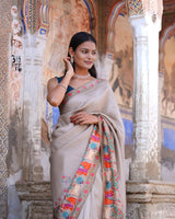 KcPc New Traditional Kalamkari Art in Pure Tissue Silk Saree with Gulin Detailing RB
