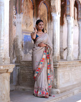 KcPc New Traditional Kalamkari Art in Pure Tissue Silk Saree with Gulin Detailing RB