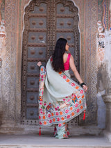 KcPc New Royal Festive Collection Tissue Silk Kalamkari Saree with Traditional Gulin Work RB