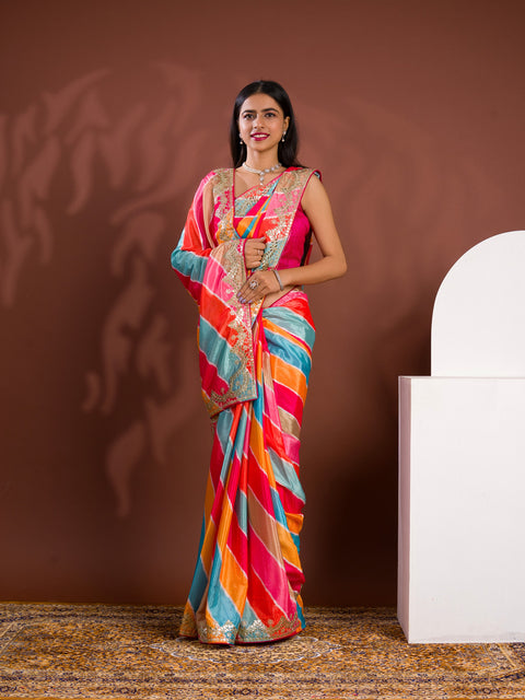 Silk Bollywood Style With Gotapatti Work Saree for festivals season 