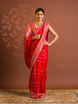 By Bandhani Saree WithZari Weaving