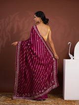 By New Beautiful Leheriya Style With Embroidery Work Saree