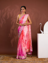 Silk Leheriya Saree with Traditional Gotapatti Detailing in multi colour