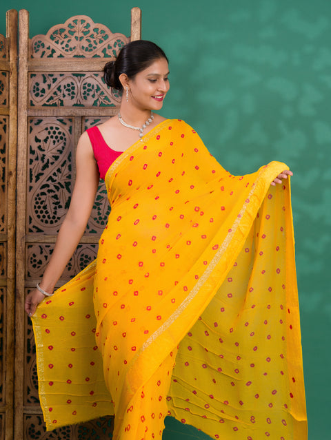 KcPc New Casual Wear Georgette Bandhani Saree CHAND