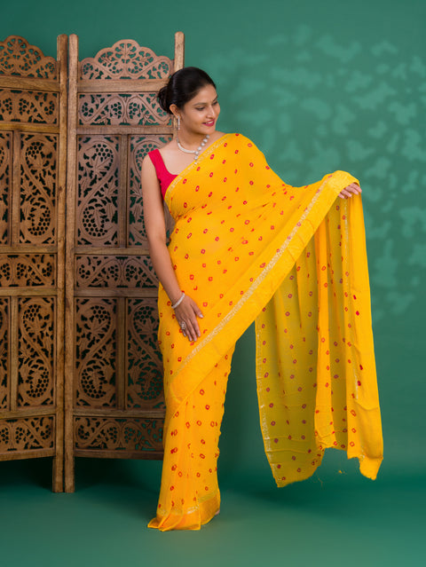 KcPc New Casual Wear Georgette Bandhani Saree CHAND