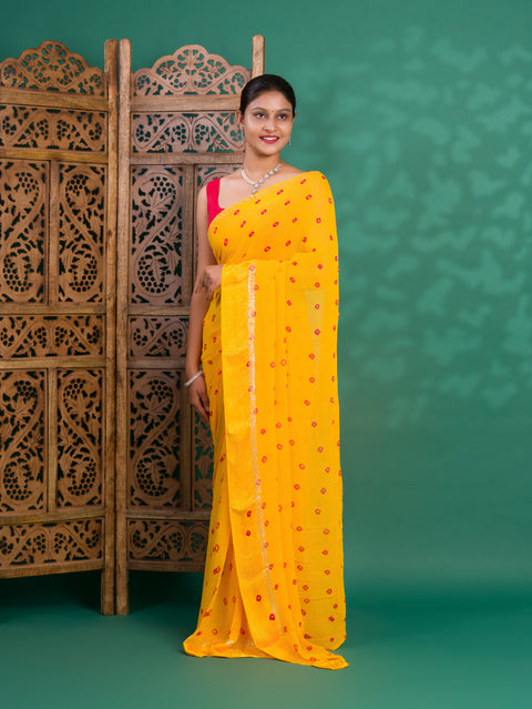 KcPc New Casual Wear Georgette Bandhani Saree CHAND