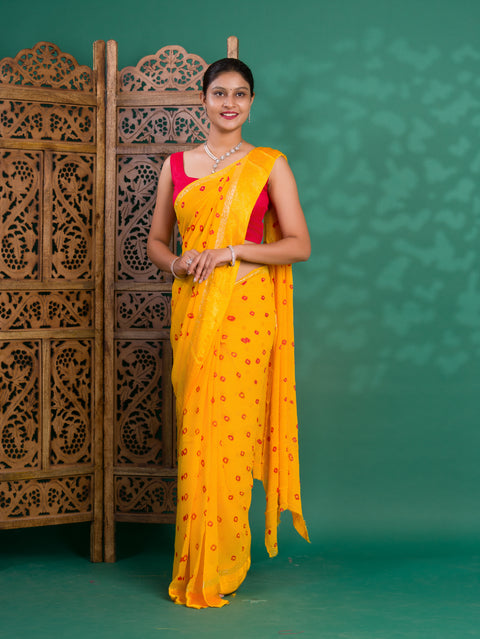 KcPc New Casual Wear Georgette Bandhani Saree CHAND