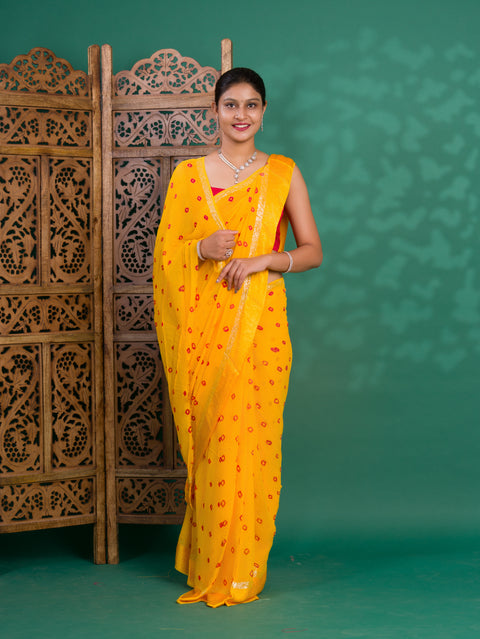 KcPc New Casual Wear Georgette Bandhani Saree CHAND
