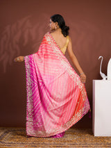Silk Leheriya Saree with Traditional Gotapatti Detailing in multi colour