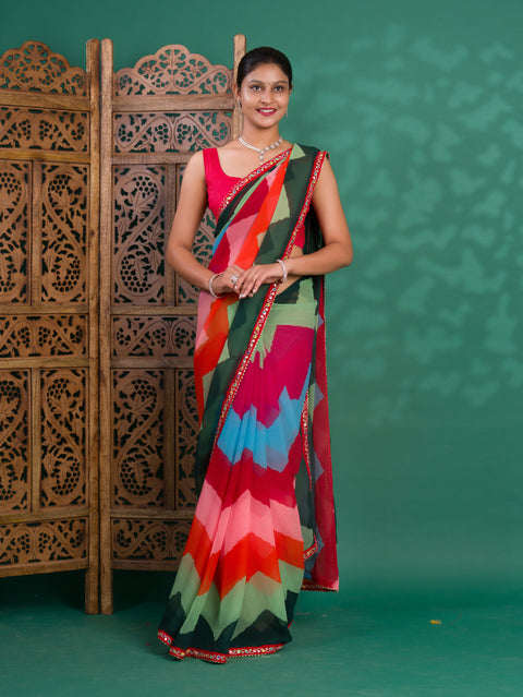 Leheriya Style  Saree With Casual Wear