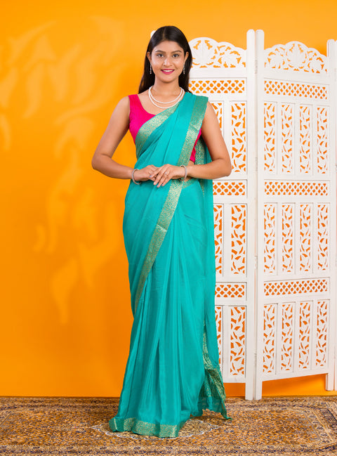 KcPc New Latest Pure Ojariya Chinon Beautiful Zari border Pallu saree MAHA