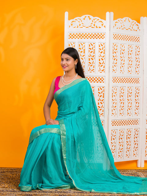 KcPc New Latest Pure Ojariya Chinon Beautiful Zari border Pallu saree MAHA