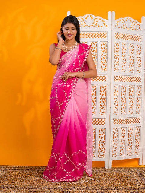 KcPc Latest New Chiffon Bollywood Style With Gotapatti Work Saree SWA