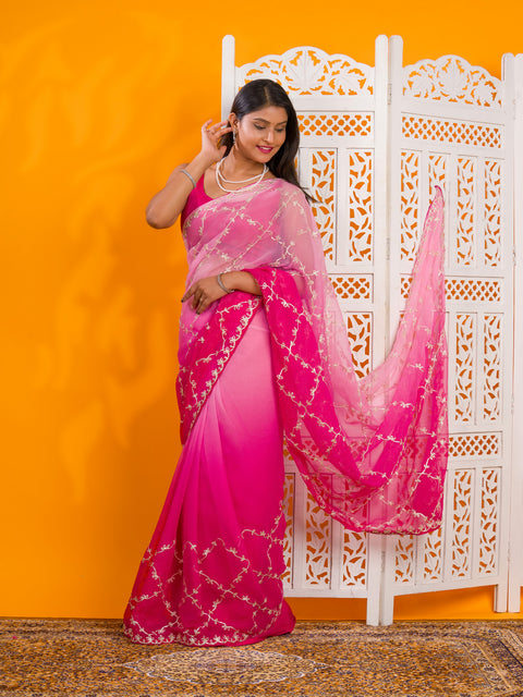 KcPc Latest New Chiffon Bollywood Style With Gotapatti Work Saree SWA