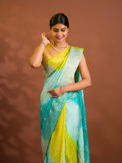 By Banarasi Saree With Gotapatti Work