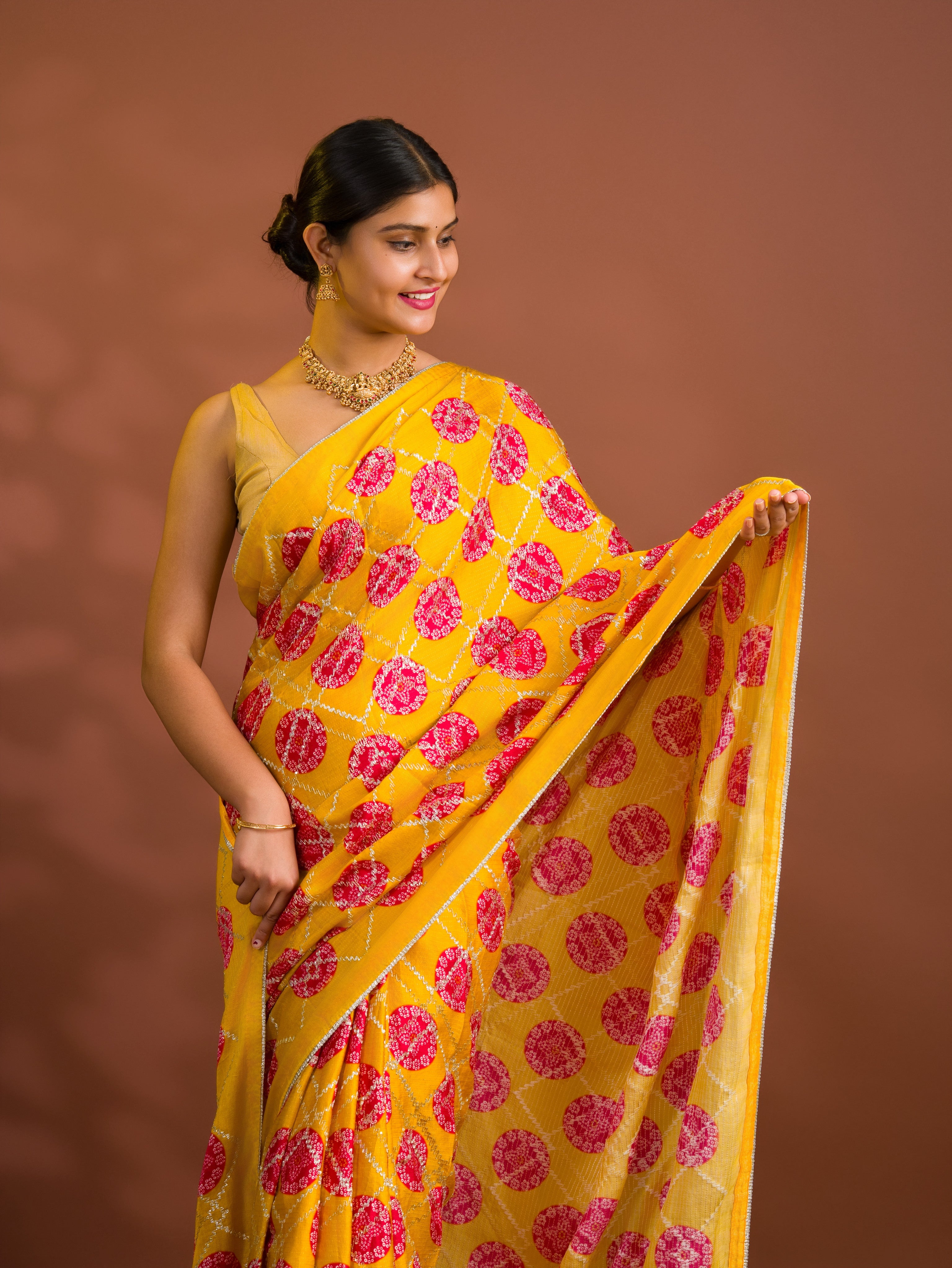 Bandhani Style With Gotapatti Work Saree 