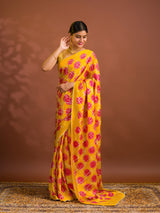 Bandhani Style With Gotapatti Work Saree 