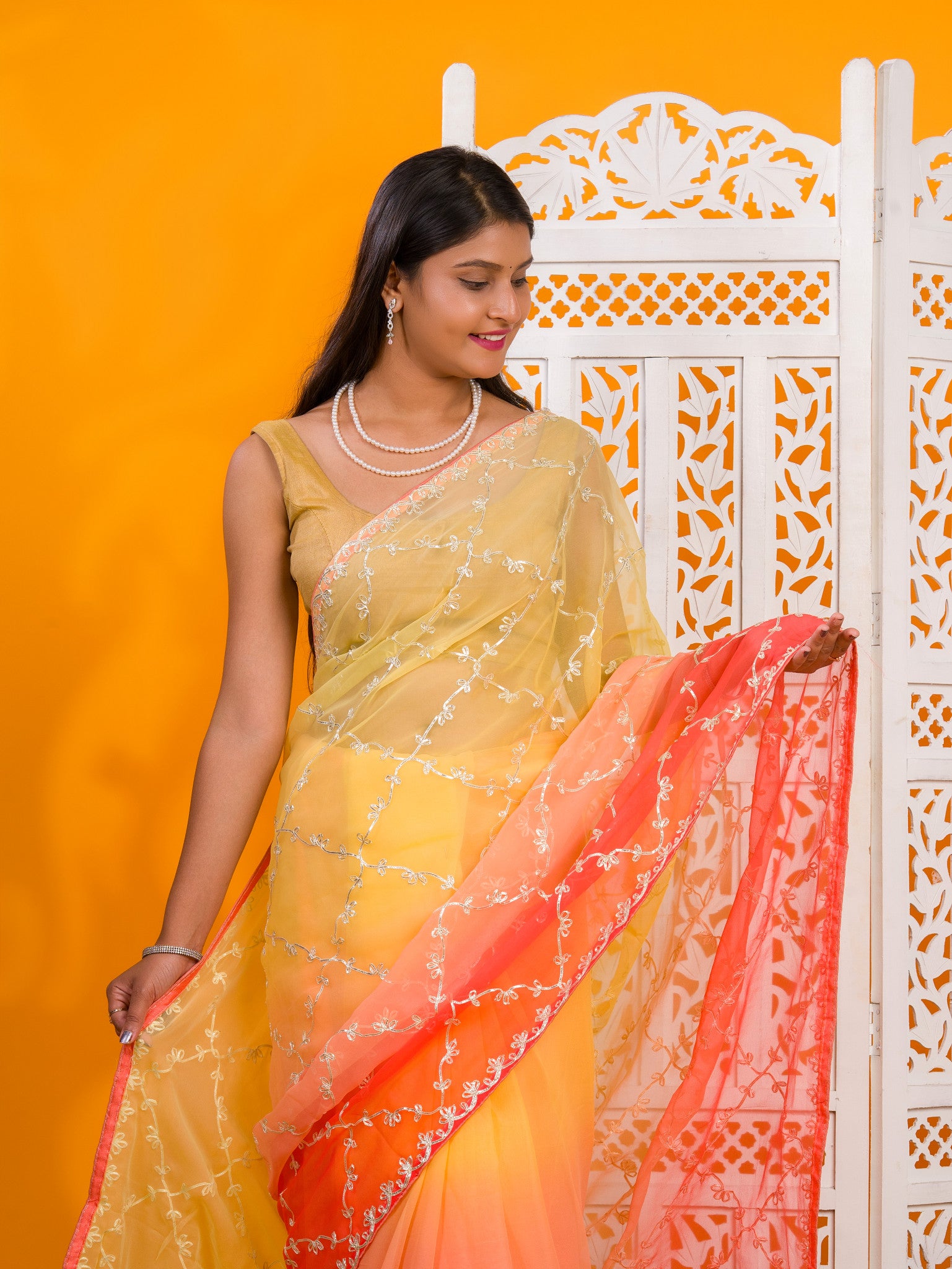 By New BeaytifulChiffon Bollywood Style With Gotapatti Work Saree