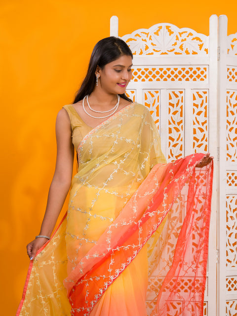 KcPc New Beaytiful  Chiffon Bollywood Style With Gotapatti Work Saree SWA