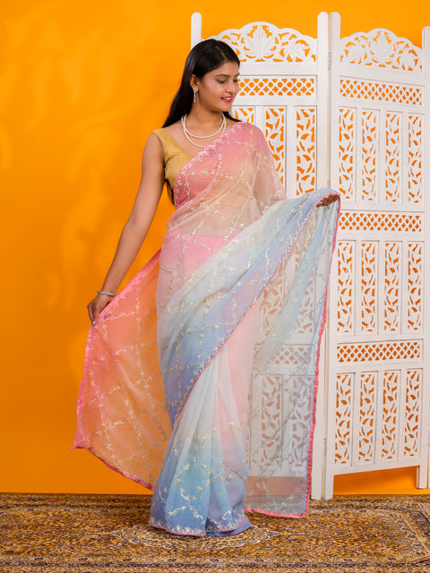 KcPc New Chiffon Bollywood Style With Gotapatti Work Saree SWA