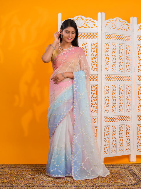 KcPc New Chiffon Bollywood Style With Gotapatti Work Saree SWA