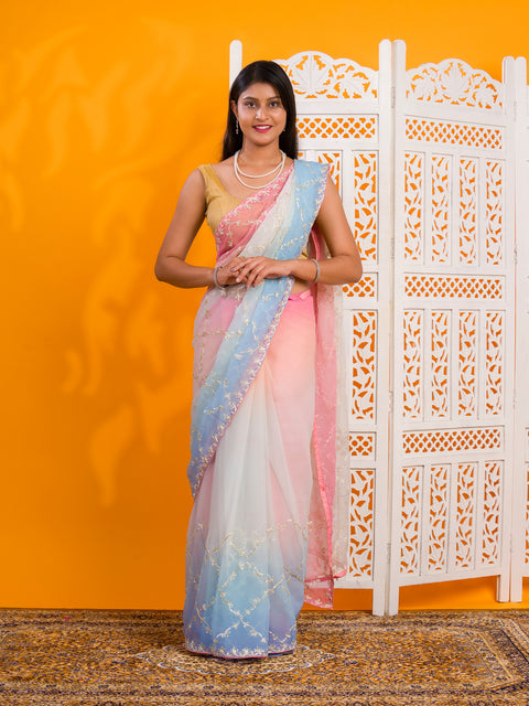 KcPc New Chiffon Bollywood Style With Gotapatti Work Saree SWA