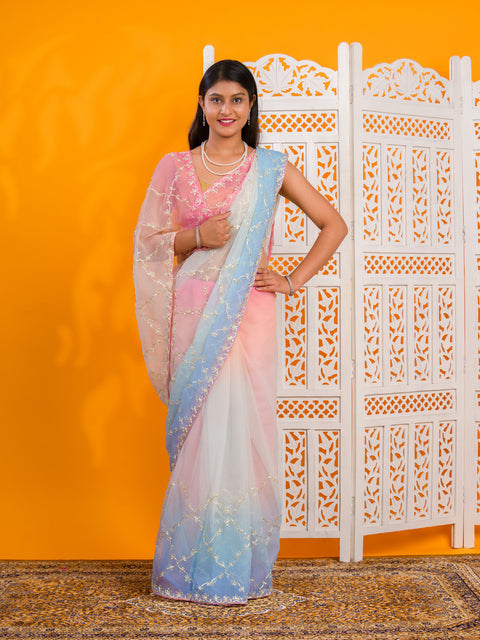 KcPc New Chiffon Bollywood Style With Gotapatti Work Saree SWA